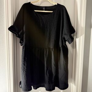 Black Short Sleeve Peplum Tunic Top